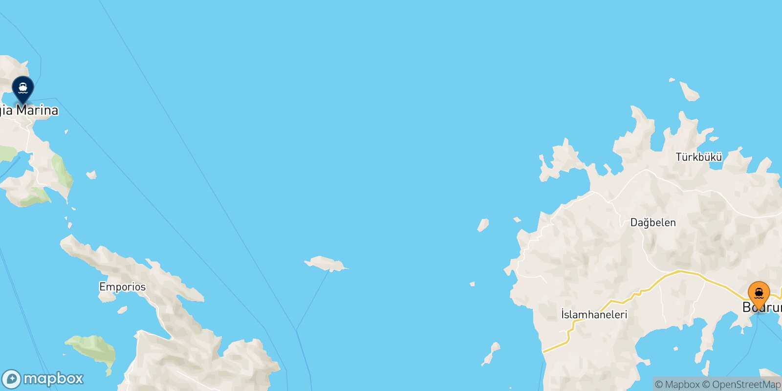 Mapa de la ruta Bodrum Leros
