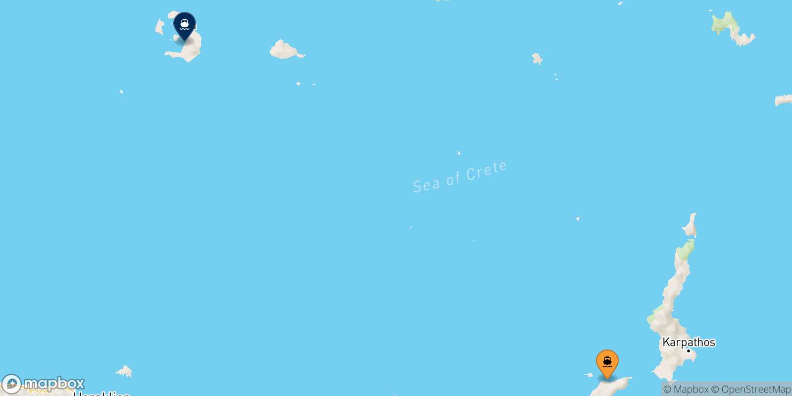 Mapa de la ruta Kasos Santorini