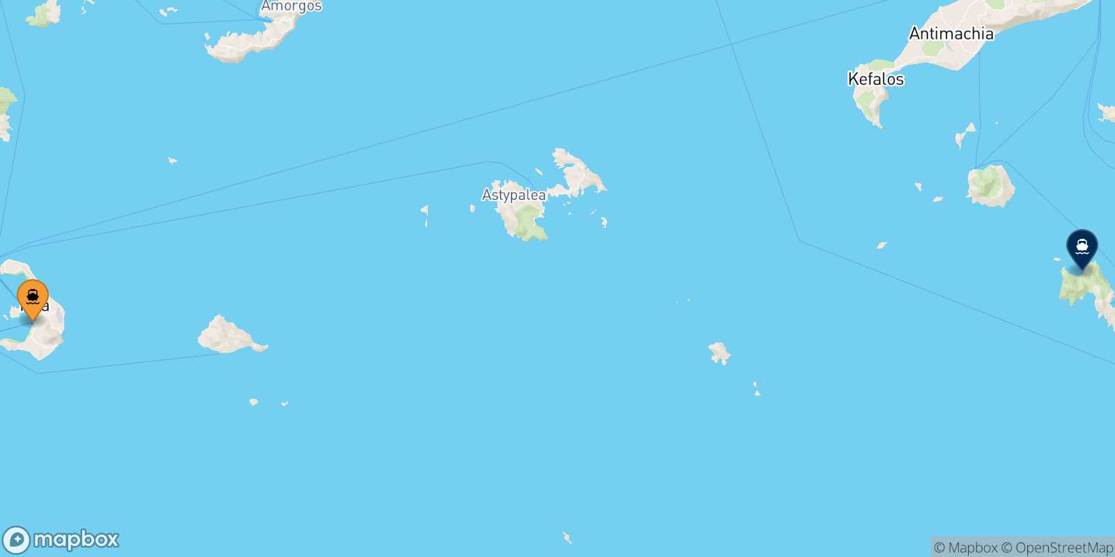 Mapa de la ruta Santorini Tilos