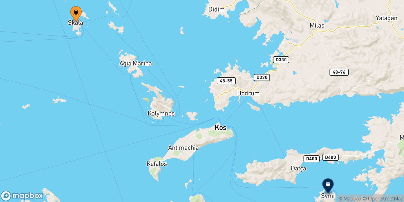 Mapa de la ruta Patmos Symi