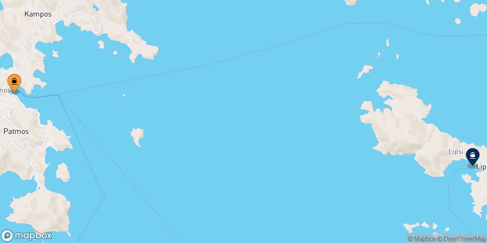 Mapa de la ruta Patmos Lipsi