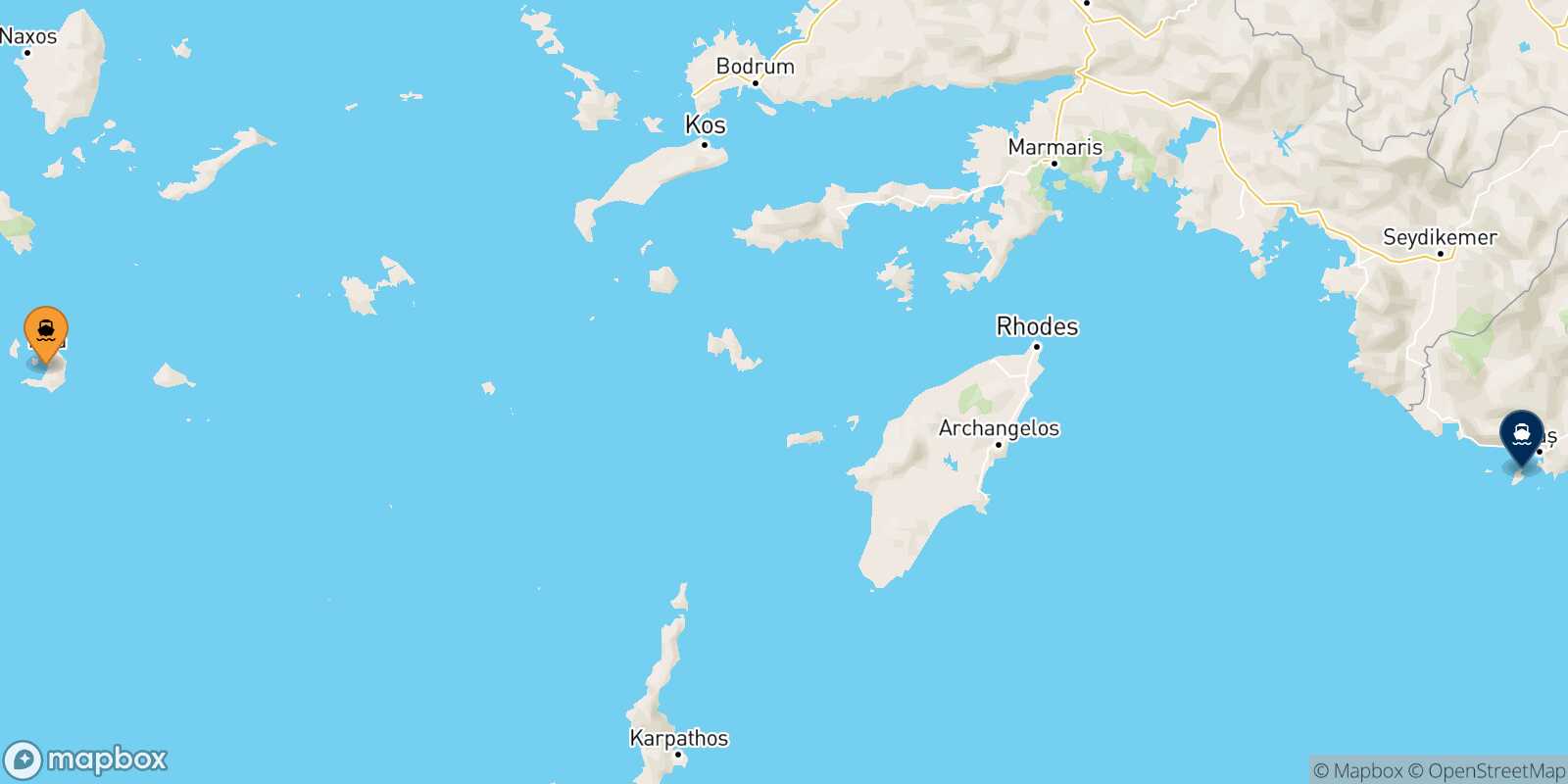 Mapa de la ruta Santorini Kastelorizo