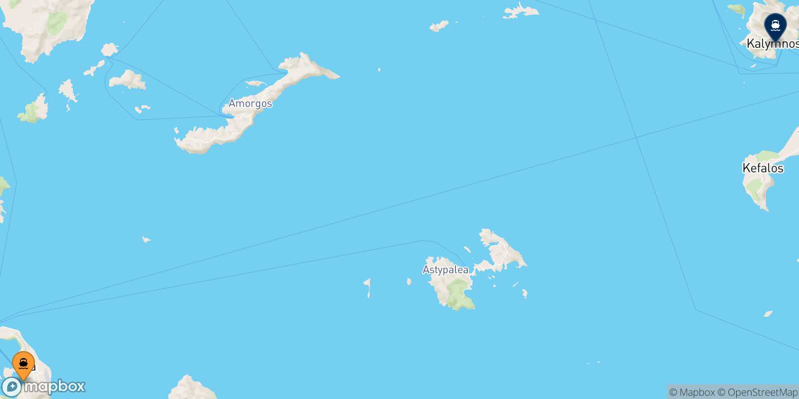 Mapa de la ruta Santorini Kalymnos
