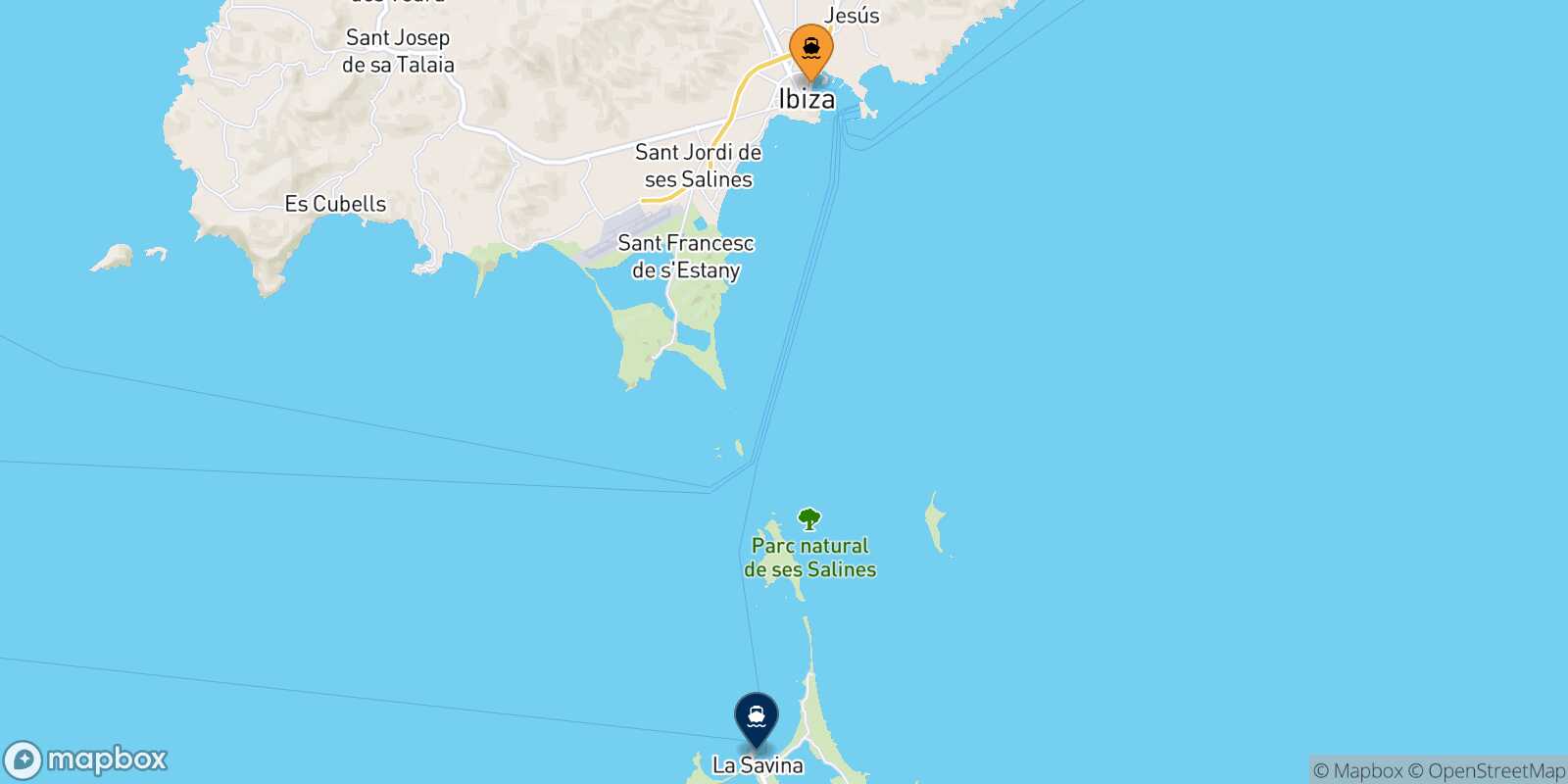 Mapa de la ruta Ibiza Formentera