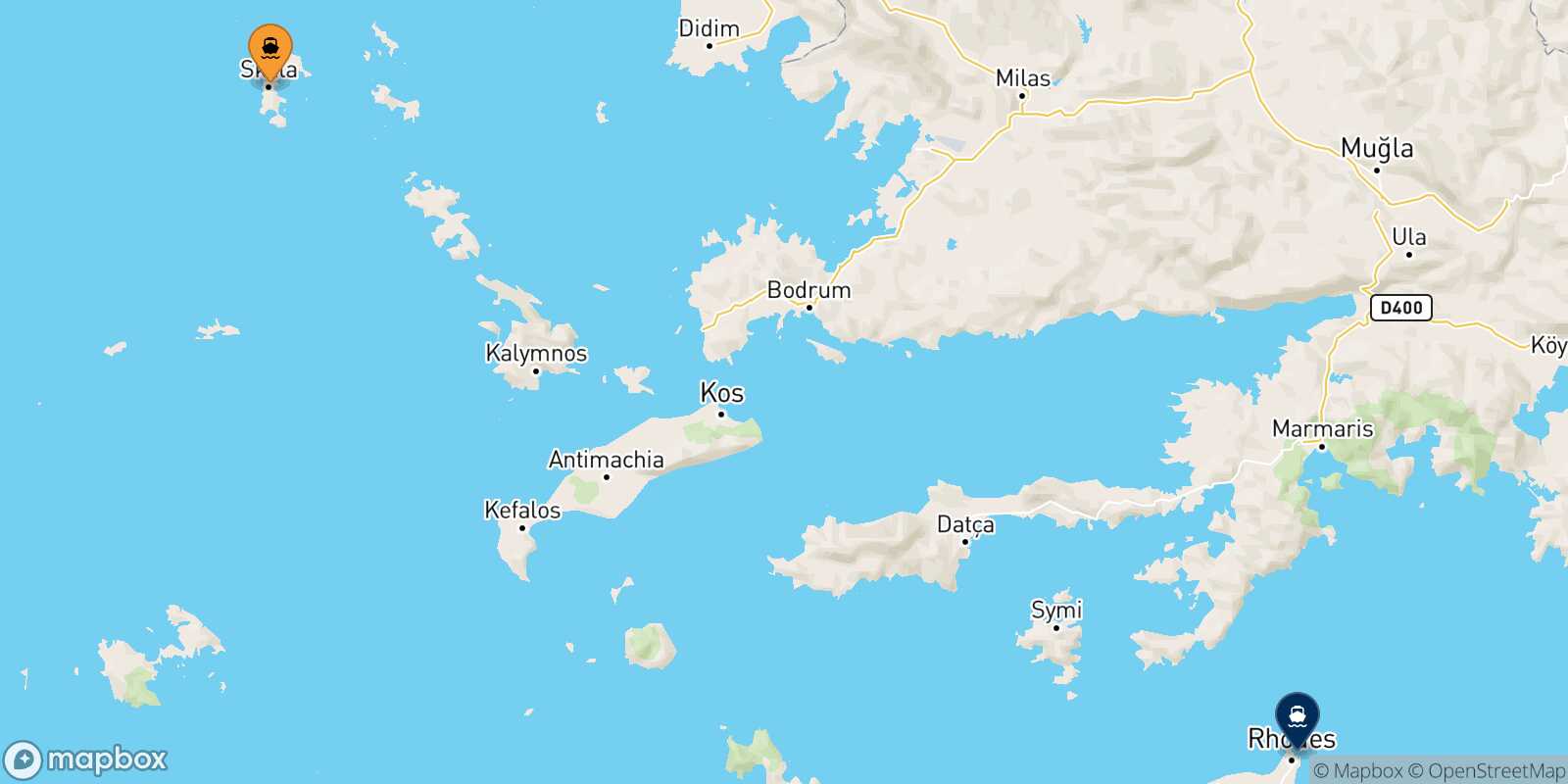 Mapa de la ruta Patmos Rodas