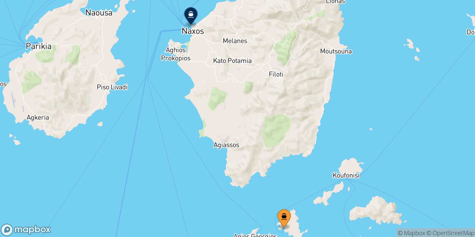 Mapa de la ruta Schinoussa Naxos