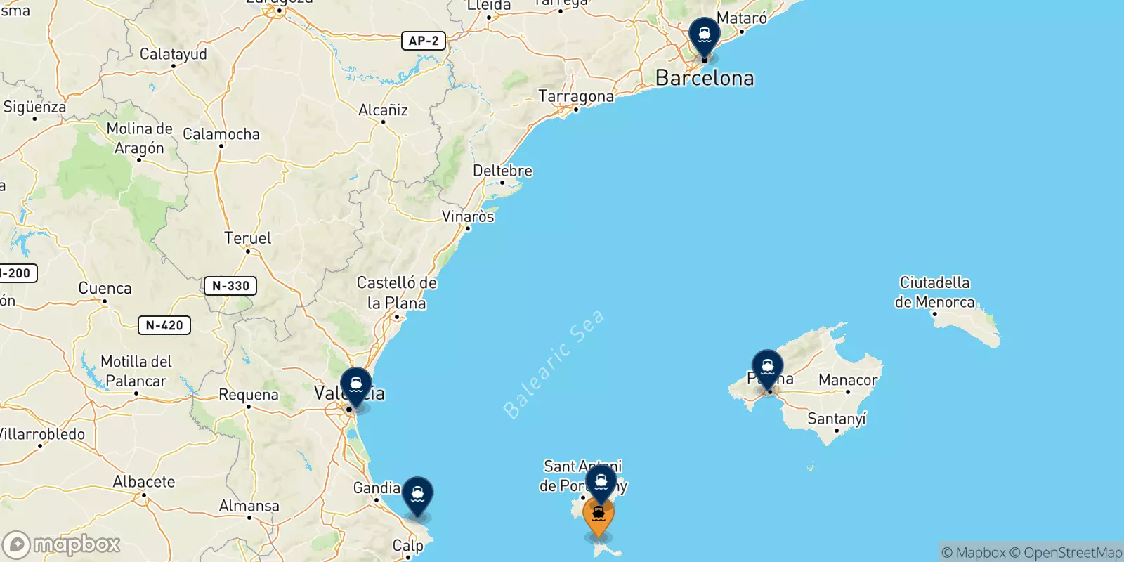 Ferries de Formentera a España