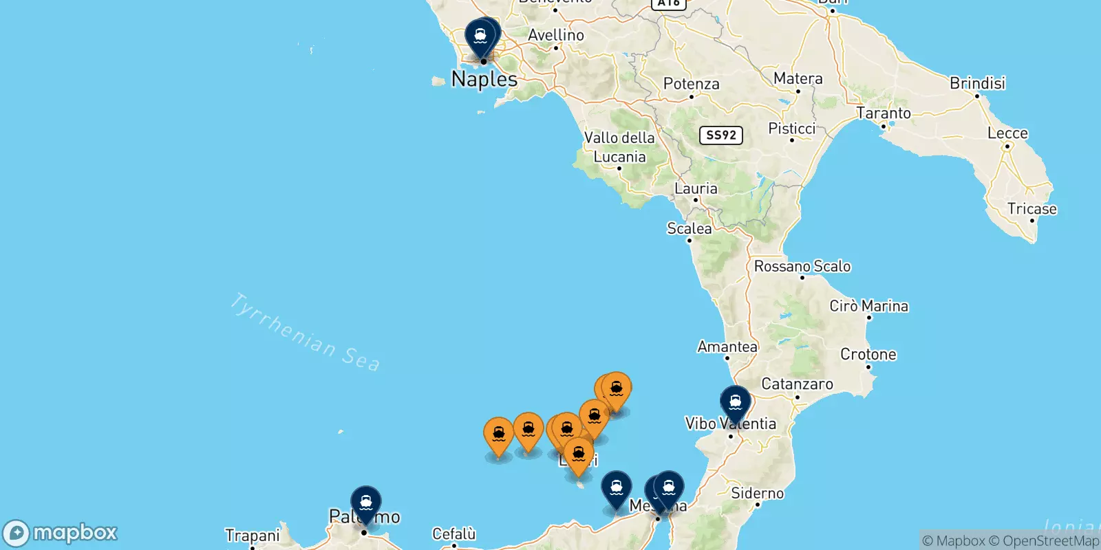 Ferries de Islas Eólicas a Italia