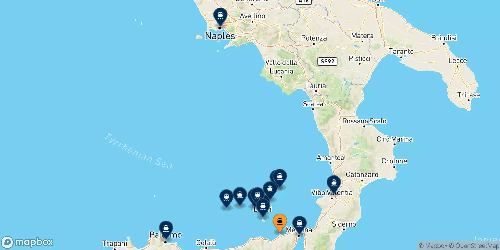 Ferries de Milazzo a Italia