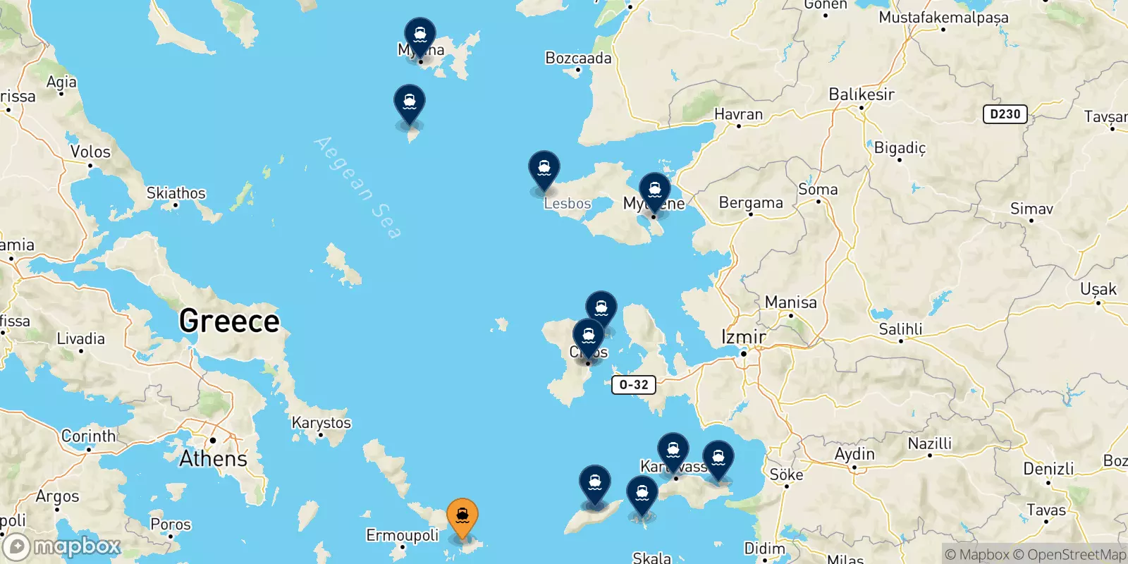 Ferries de Mykonos a Islas Del Egeo