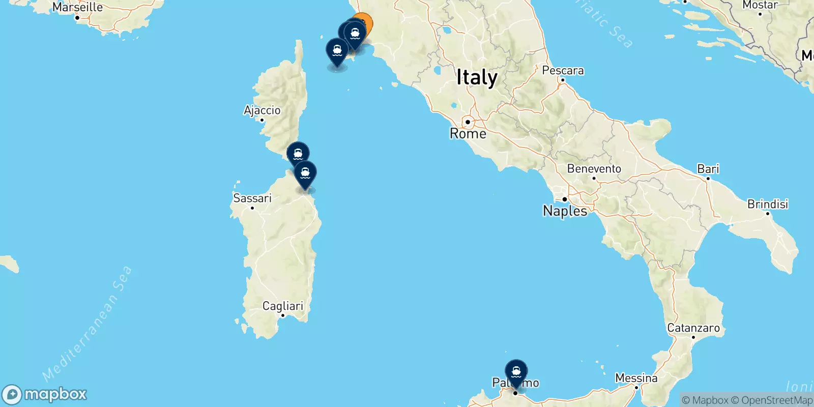 Ferries de Piombino a Italia