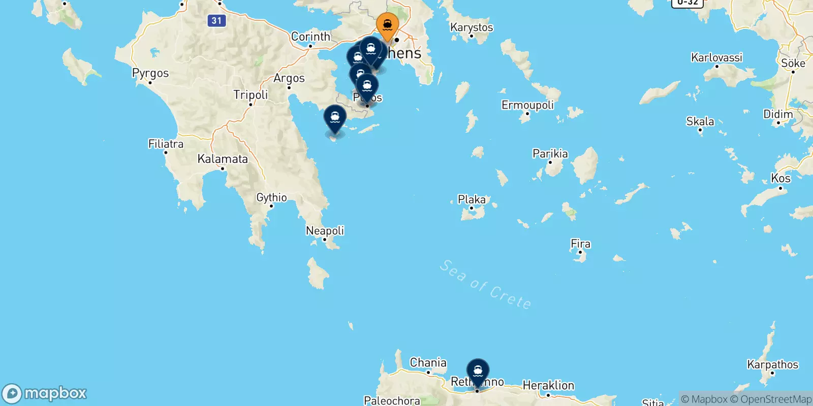 Ferries de El Pireo a Islas Sarónicas