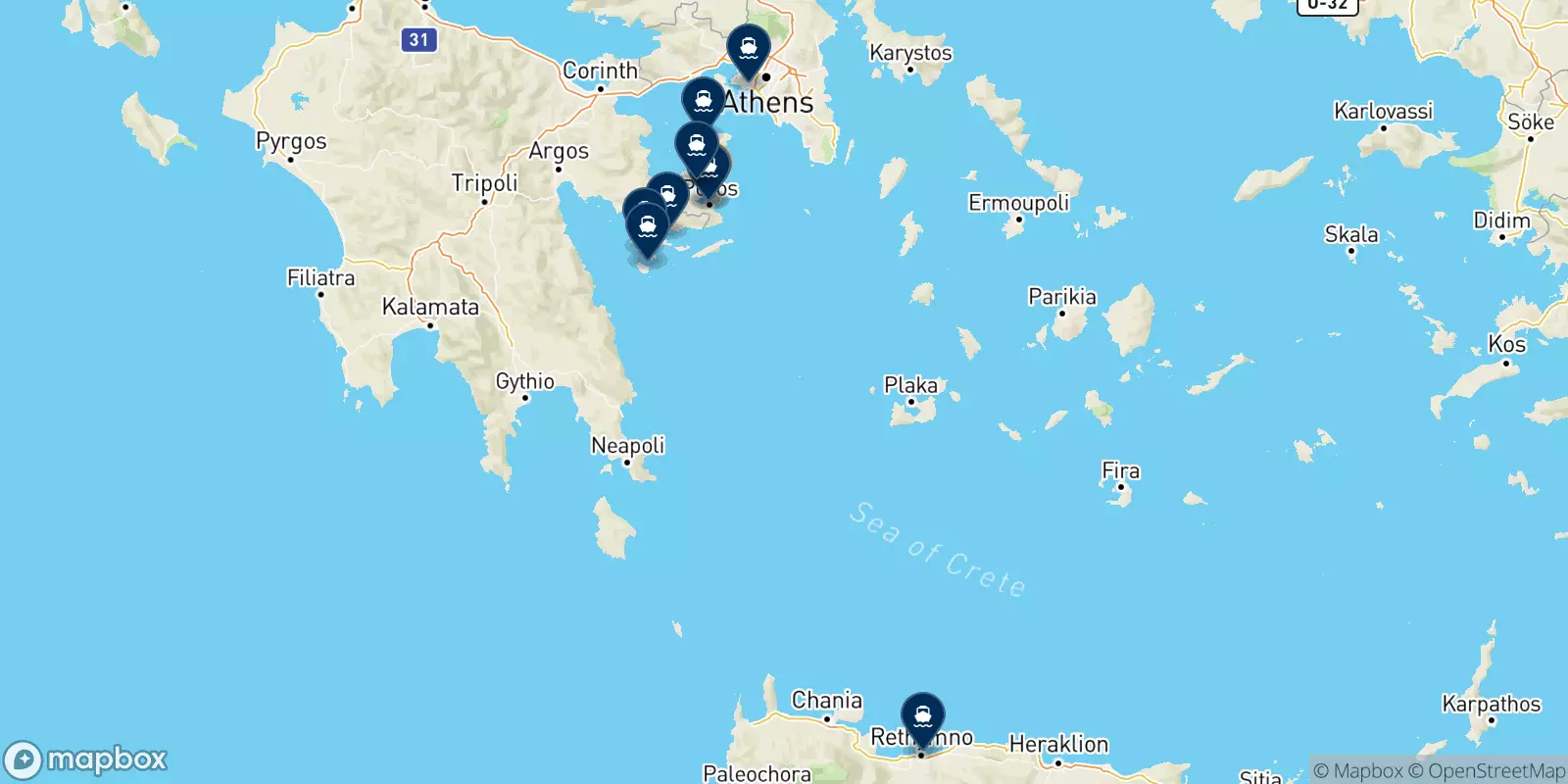 Ferries de Poros a Grecia