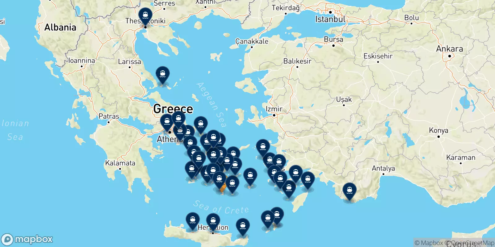 Ferries de Santorini a Grecia