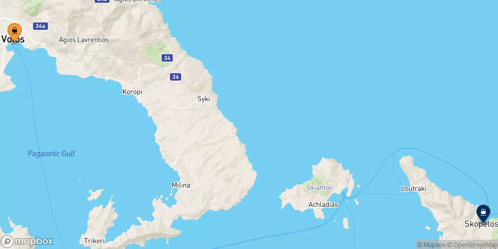 Ferries de Volos a Skopelos