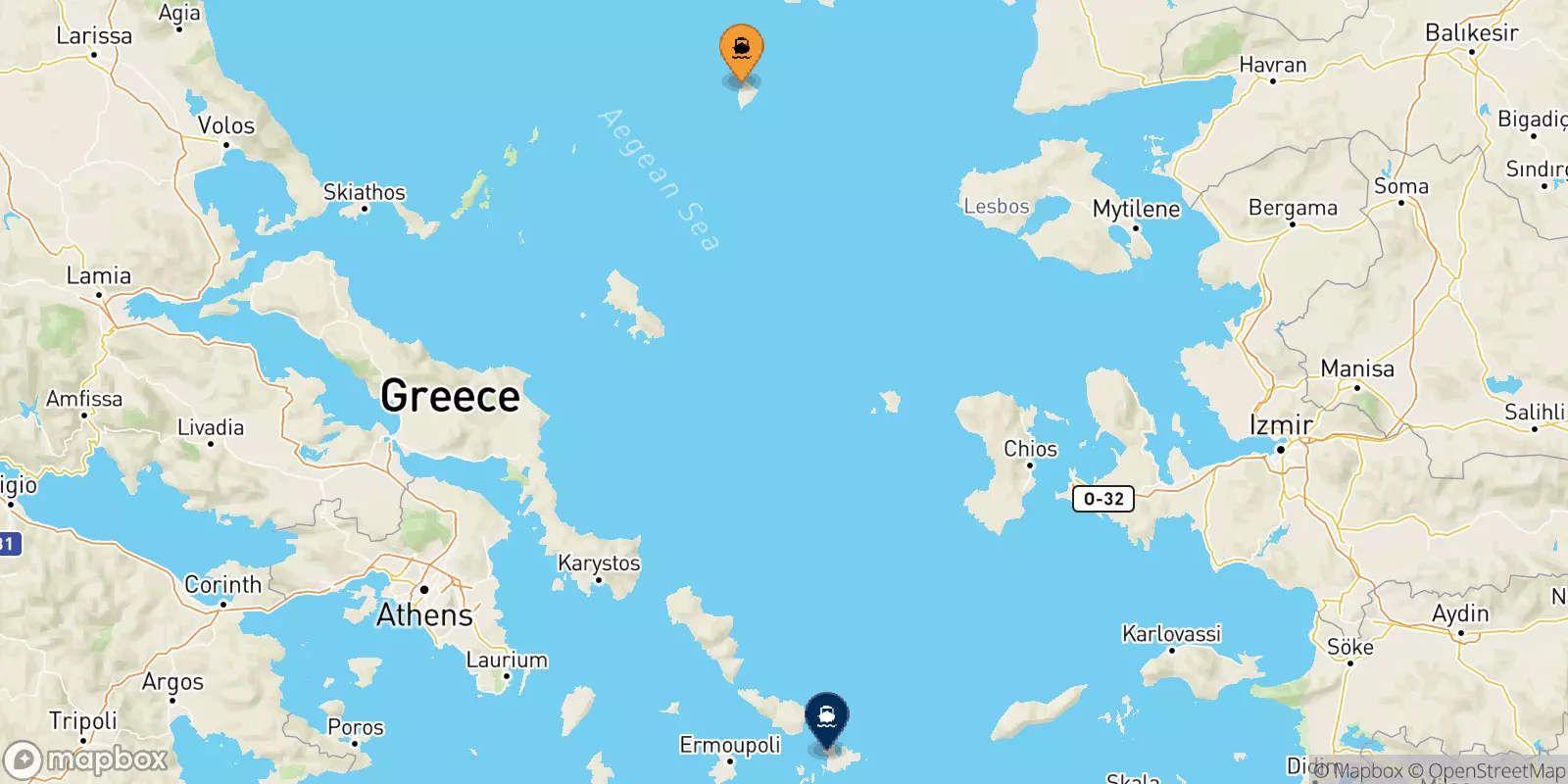 Ferries de Agios Efstratios a Mykonos