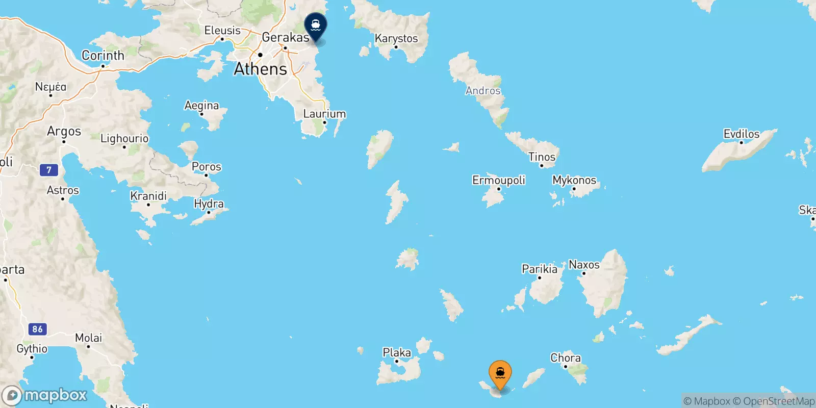 Ferries de Folegandros a Rafina